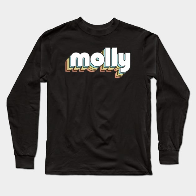 Molly - Retro Rainbow Typography Faded Style Long Sleeve T-Shirt by Paxnotods